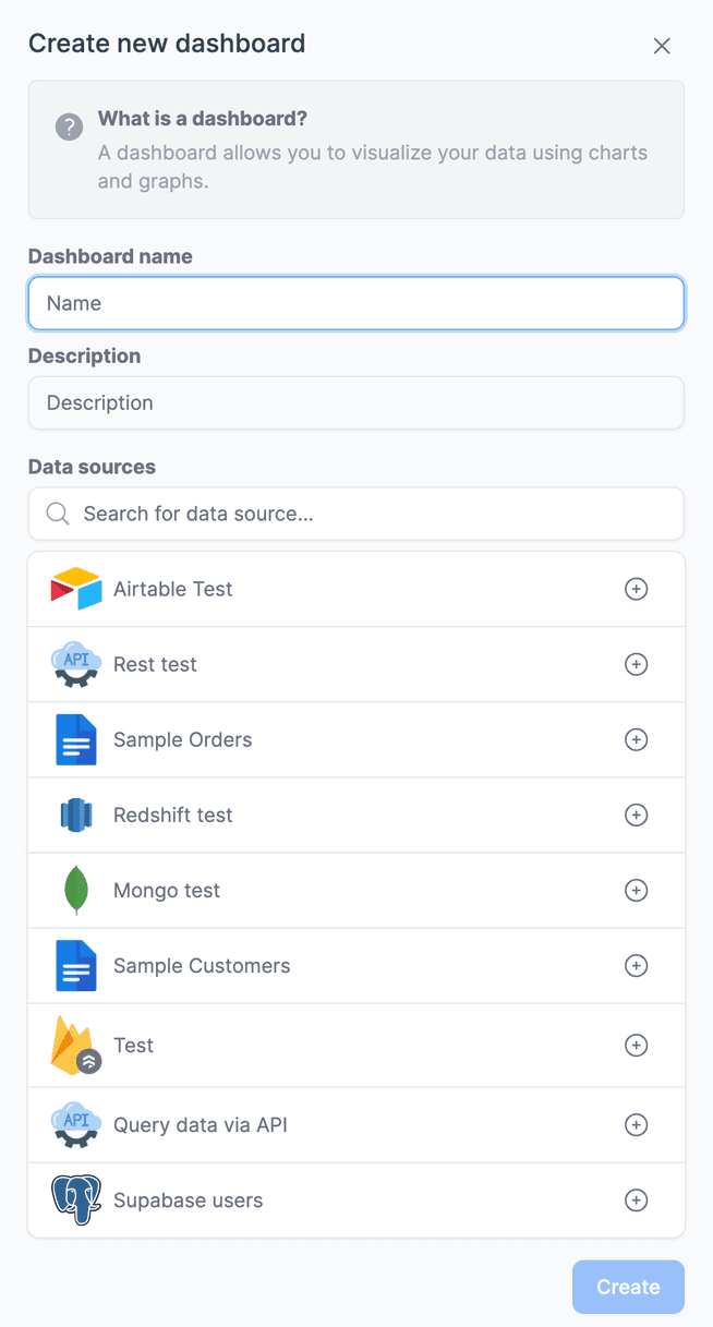 Creating a dashboard